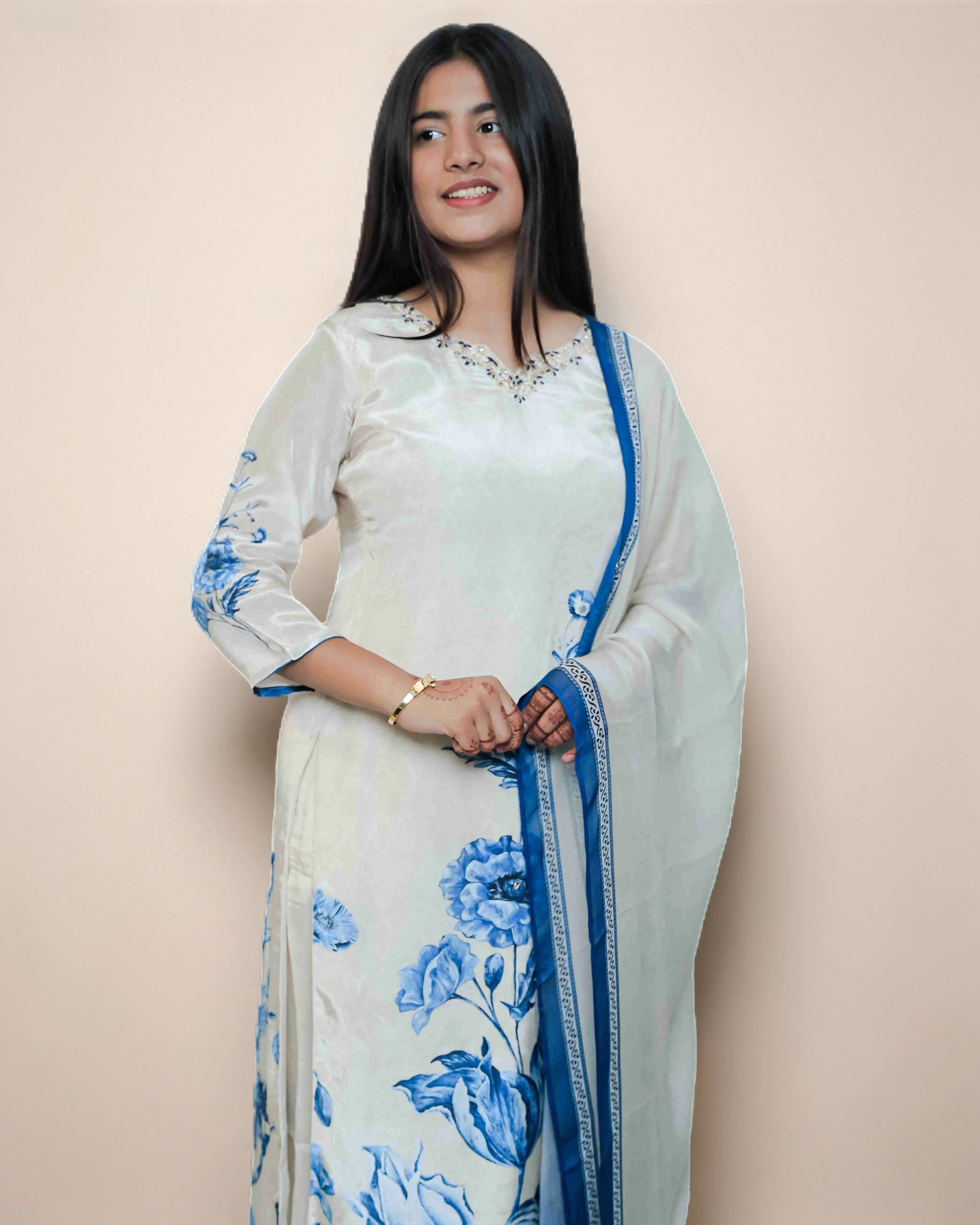 Zari white salwar kameez suit