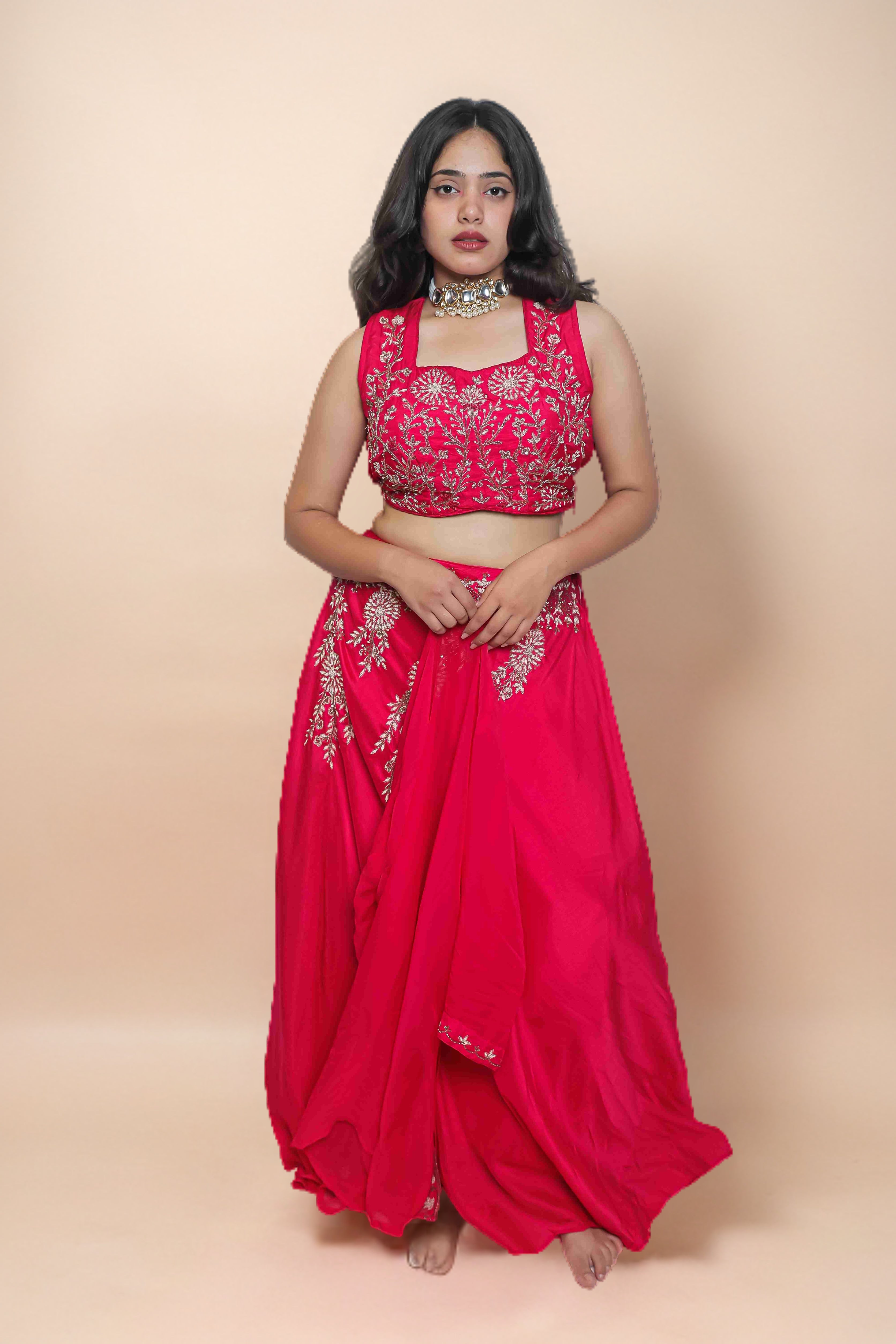Rose Radiance Rani Pink 3 Piece Jacket Lehenga