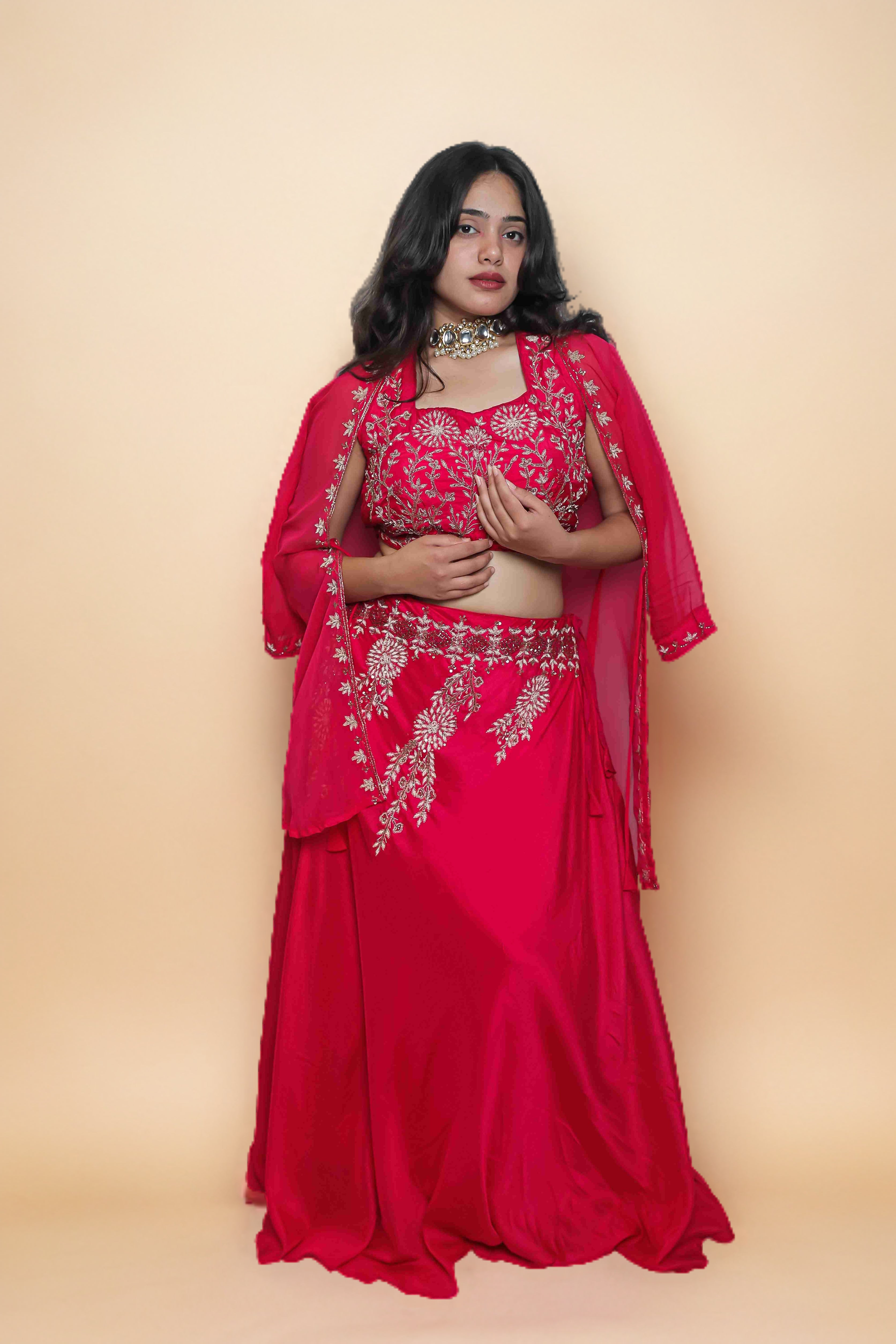 Rose Radiance Rani Pink 3 Piece Jacket Lehenga