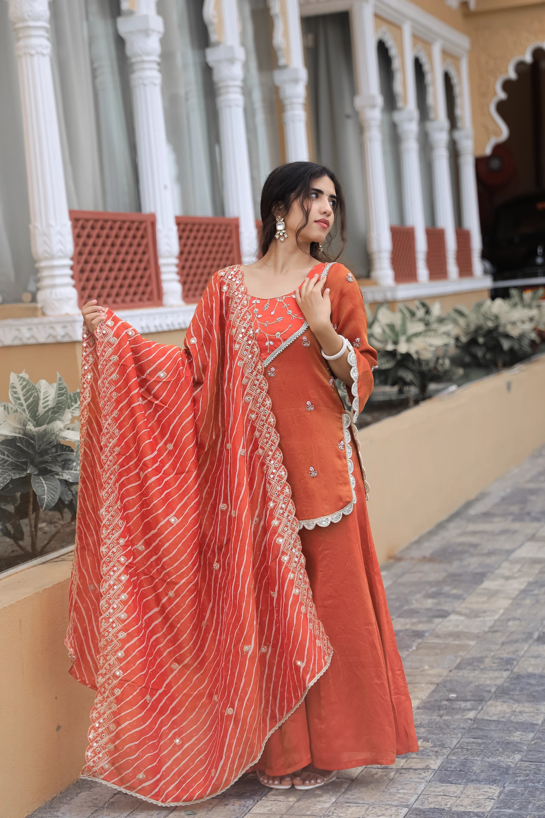 Kesar – Embroidered Neck Viscose Suit Set