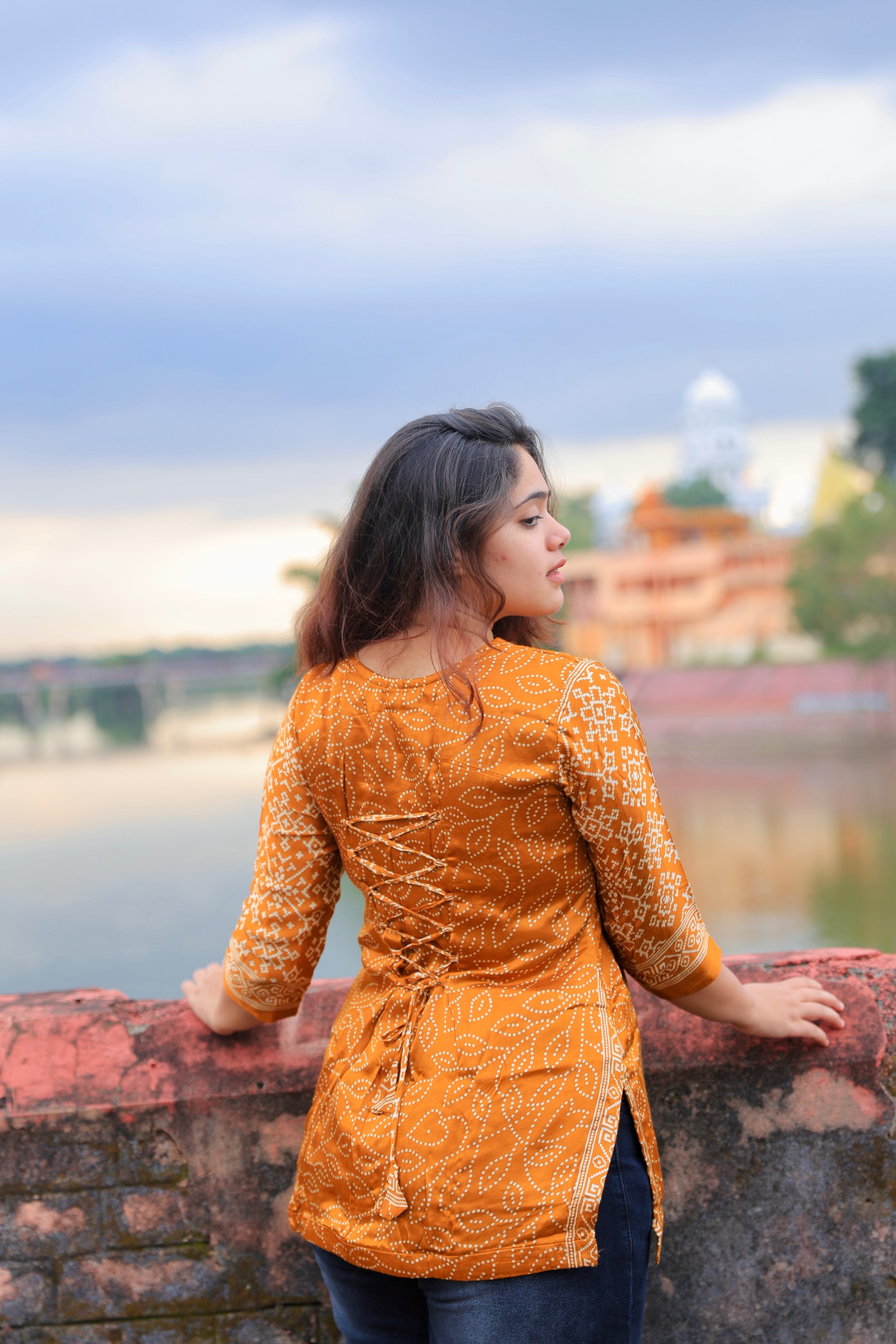 Ira Yellow Gaji Silk Corset-Style Short Kurti